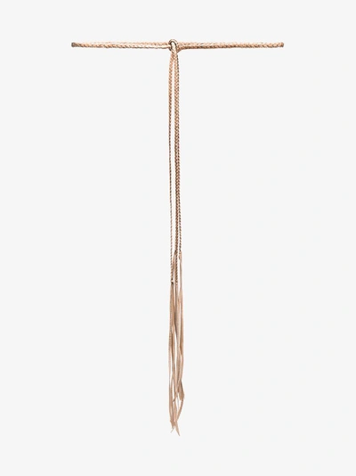 Shop Caravana Nude Chuuy Braided Leather Belt In Nude&neutrals