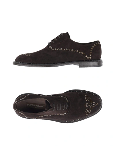 Shop Dolce & Gabbana Man Lace-up Shoes Dark Brown Size 9 Goat Skin