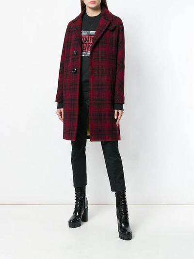 Shop Dsquared2 Checked Single Breasted Coat In Red