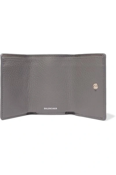 Shop Balenciaga Paper Mini Printed Textured-leather Wallet In Gray
