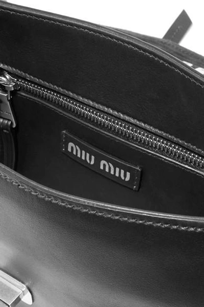 Shop Miu Miu Grace Leather Shoulder Bag In Black