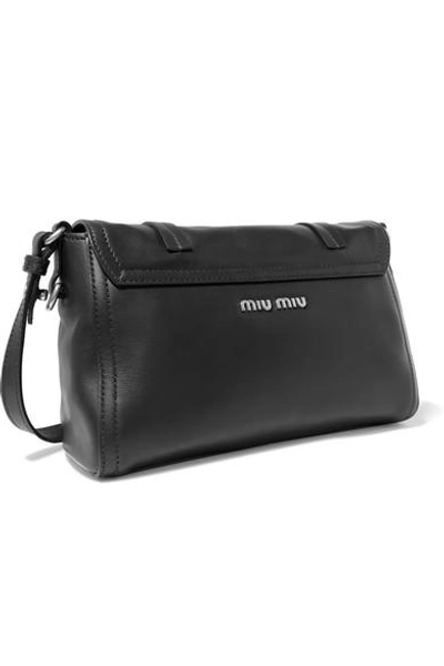Shop Miu Miu Grace Leather Shoulder Bag In Black