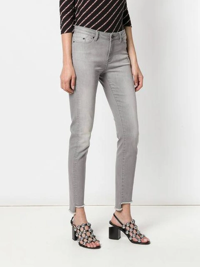 Shop Karl Lagerfeld Skinny Fringed Jeans In Grey