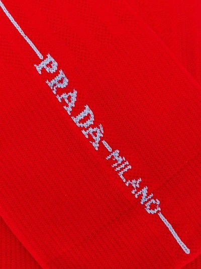 Shop Prada Mid-calf Logo Socks In Red