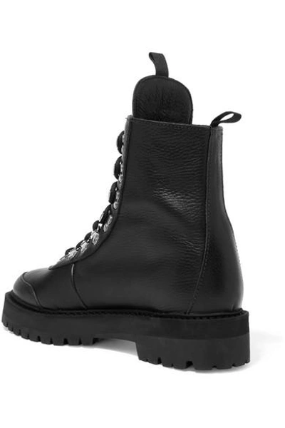 Shop Off-white Hiking Textured-leather Ankle Boots In Black