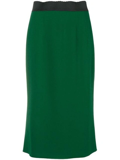 Shop Dolce & Gabbana Pencil Midi Skirt In Green