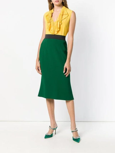 Shop Dolce & Gabbana Pencil Midi Skirt In Green