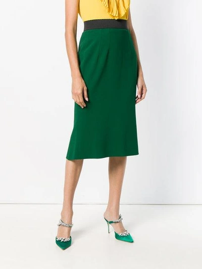 Shop Dolce & Gabbana Pencil Midi Skirt In Green