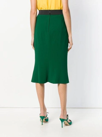 Shop Dolce & Gabbana Pencil Midi Skirt In Green