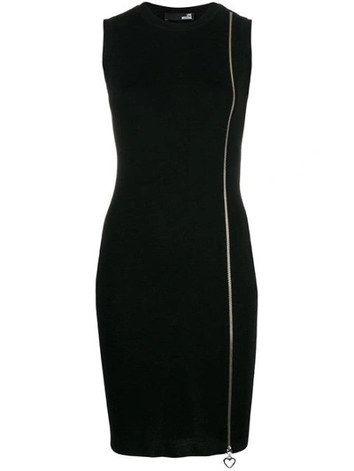 Shop Love Moschino Short Zip Fitted Dress - Black