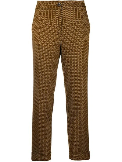 Shop Etro Jacquard Trousers - Brown