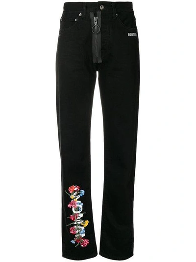 Shop Off-white Floral High-waist Jeans In Black
