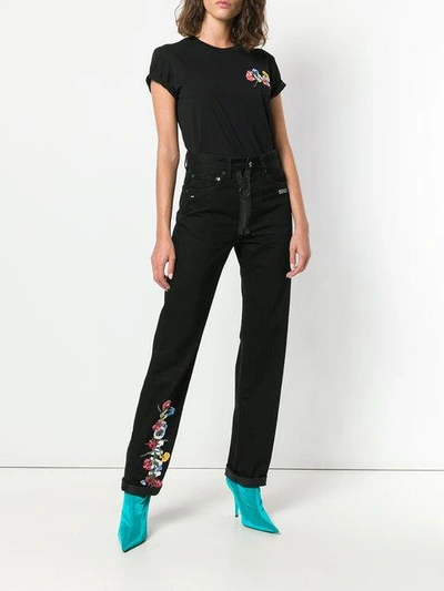 Shop Off-white Floral High-waist Jeans In Black