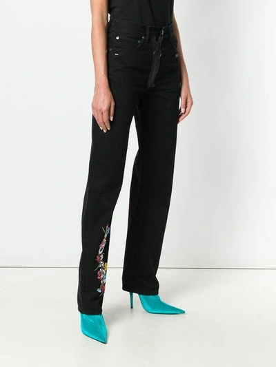 Shop Off-white Floral High-waist Jeans In Black