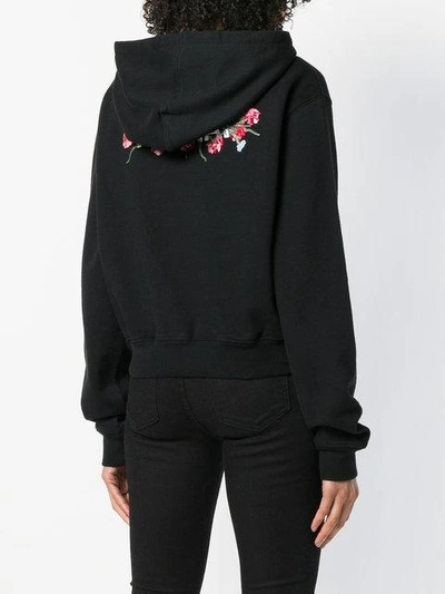Shop Off-white Floral Embroidered Hoodie - Black