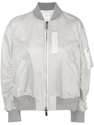 Shop Sacai Zipped Bomber Jacket In Grey