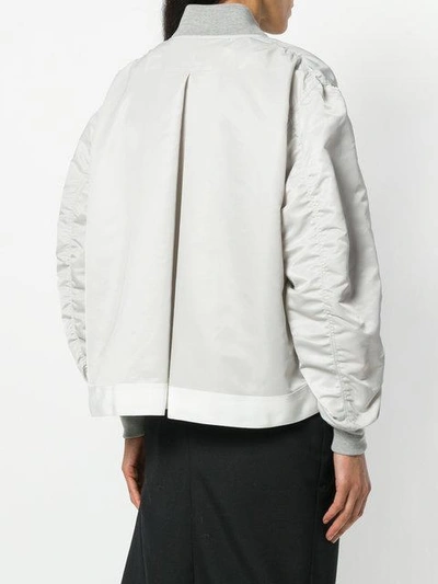 Shop Sacai Zipped Bomber Jacket In Grey