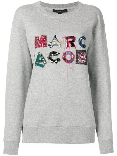 Shop Marc Jacobs Logo Embroidered Sweatshirt In Grey