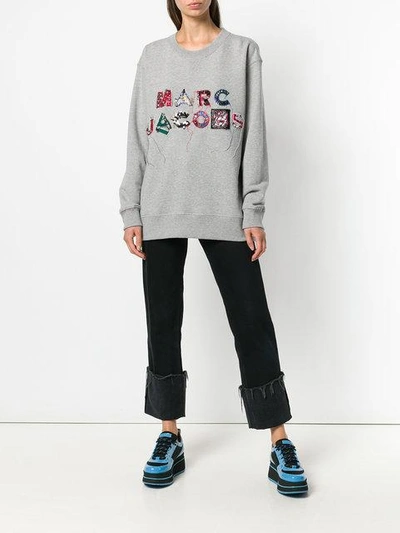 Shop Marc Jacobs Logo Embroidered Sweatshirt In Grey