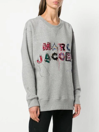 Shop Marc Jacobs Logo Embroidered Sweatshirt In Grey