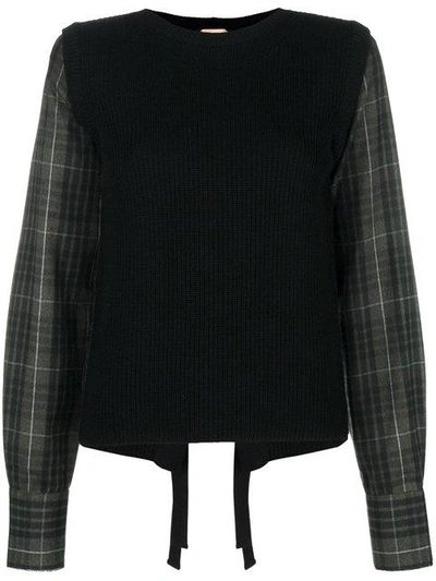Shop N°21 Checked Sleeves Sweater In Black