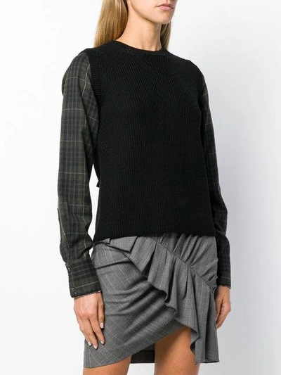 Shop N°21 Checked Sleeves Sweater In Black