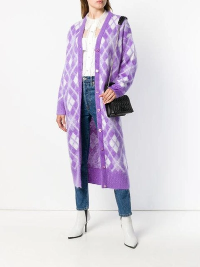 Shop Miu Miu Knitted Cardigan In Purple