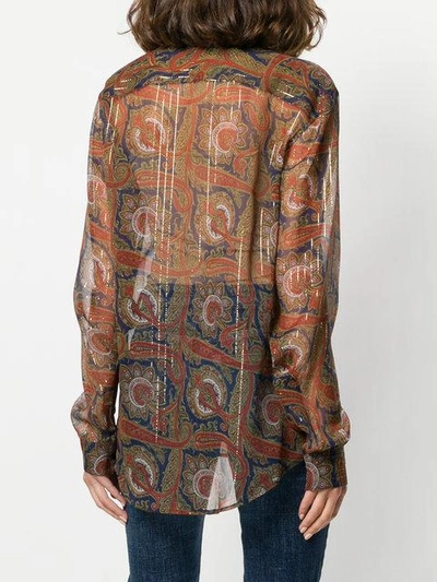 Shop Saint Laurent Paisley Embroidered Shirt In Brown