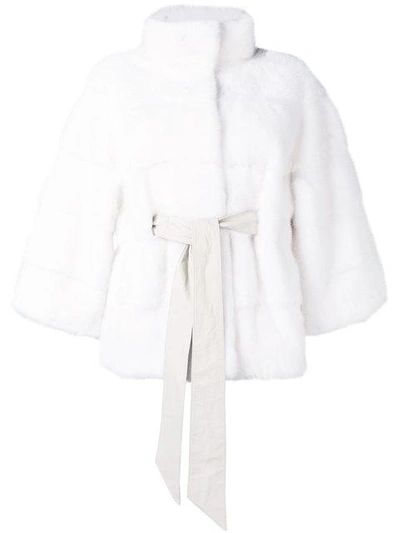 Shop Liska Mink Fur Coat - White