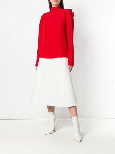 Shop Msgm High Neck Blouse In Red