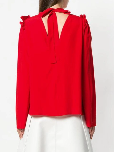 Shop Msgm High Neck Blouse In Red