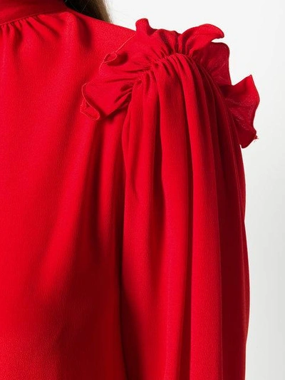 Shop Msgm High Neck Blouse In Red