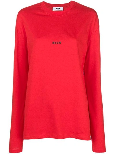 Shop Msgm Logo Sweatshirt - Red