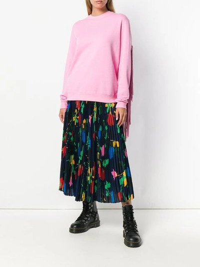 Shop Msgm Printed Pleated Skirt In Multicolour