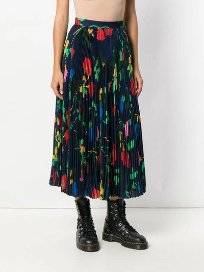 Shop Msgm Printed Pleated Skirt In Multicolour