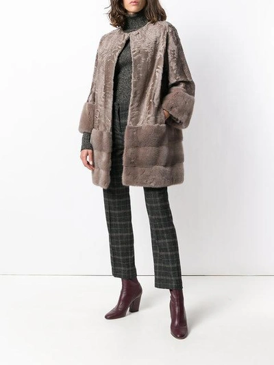 Shop Liska Mink Fur Coat In Grey