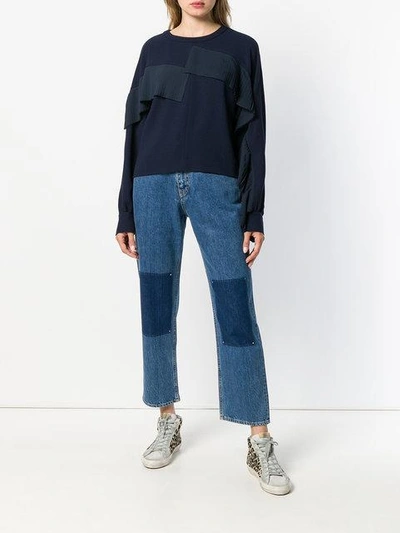 Shop Golden Goose Fringed Sweatshirt Blouse In Blue