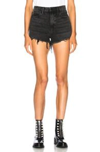 Alexander Wang Bite Distressed Denim Shorts In Grey Aged