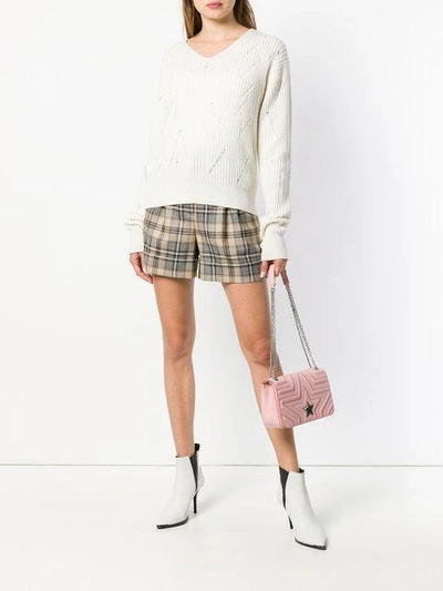 Shop Alberta Ferretti High Waisted Checked Shorts - Neutrals