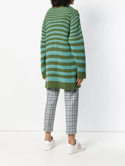 Shop Alberta Ferretti Ribbed Striped Jumper In Green