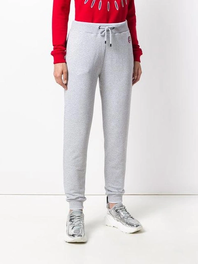 Shop Kenzo Drawstring Fitted Track Trousers In Grey