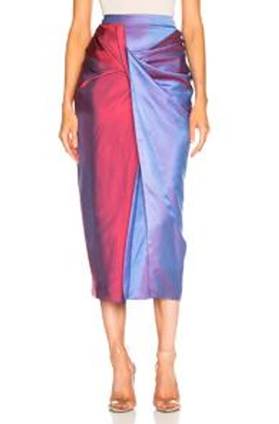 Shop Sies Marjan Libbie Iridescent Twist Skirt In Red. In Lipstick & Blue