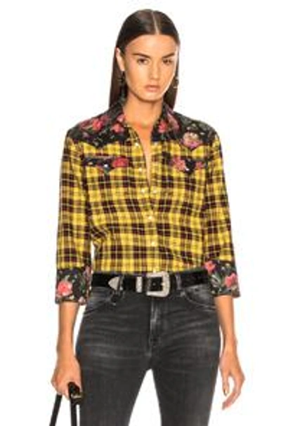 Shop R13 Exaggerated Collar Cowboy Shirt In Multi