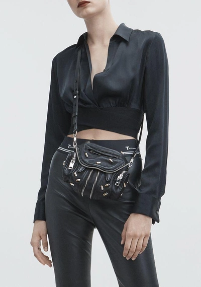 Shop Alexander Wang Pill Studded Micro Marti Crossbody In Black