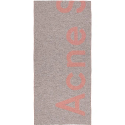 Shop Acne Studios Grey Toronty Logo Scarf In Grey/pink