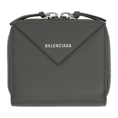 Balenciaga 499207 DLQ0N PAPIER ZIP AROUND THIN MONEY Wallet Grey
