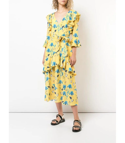 Shop Borgo De Nor Ruffled Floral Print Dress In Yellow