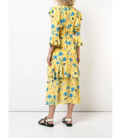 Shop Borgo De Nor Ruffled Floral Print Dress In Yellow