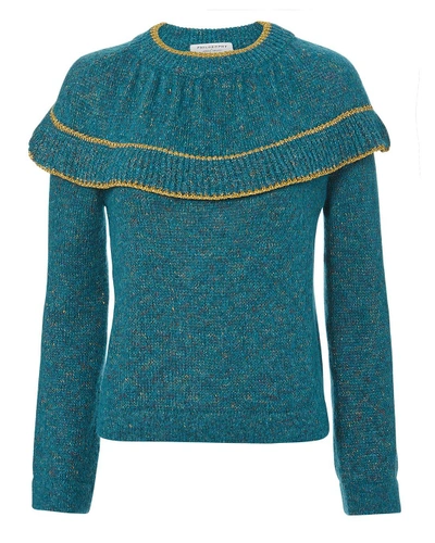 Shop Philosophy Di Lorenzo Serafini Teal Ruffle Sweater