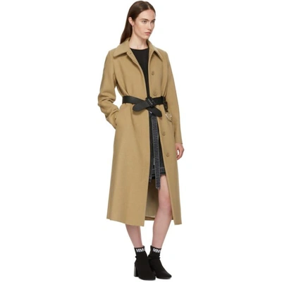 Shop Mm6 Maison Margiela Beige Long Felted Wool Coat In 124 Beige